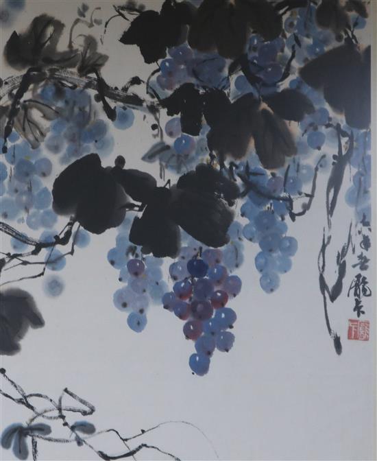 Chinese School (20th Century), watercolour of a grape vine, signed and with seal mark, 59 x 45cm